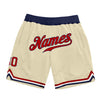 Custom Cream Red-Navy Authentic Throwback Basketball Shorts