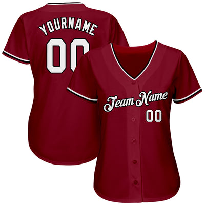 Custom Crimson White-Black Authentic Baseball Jersey
