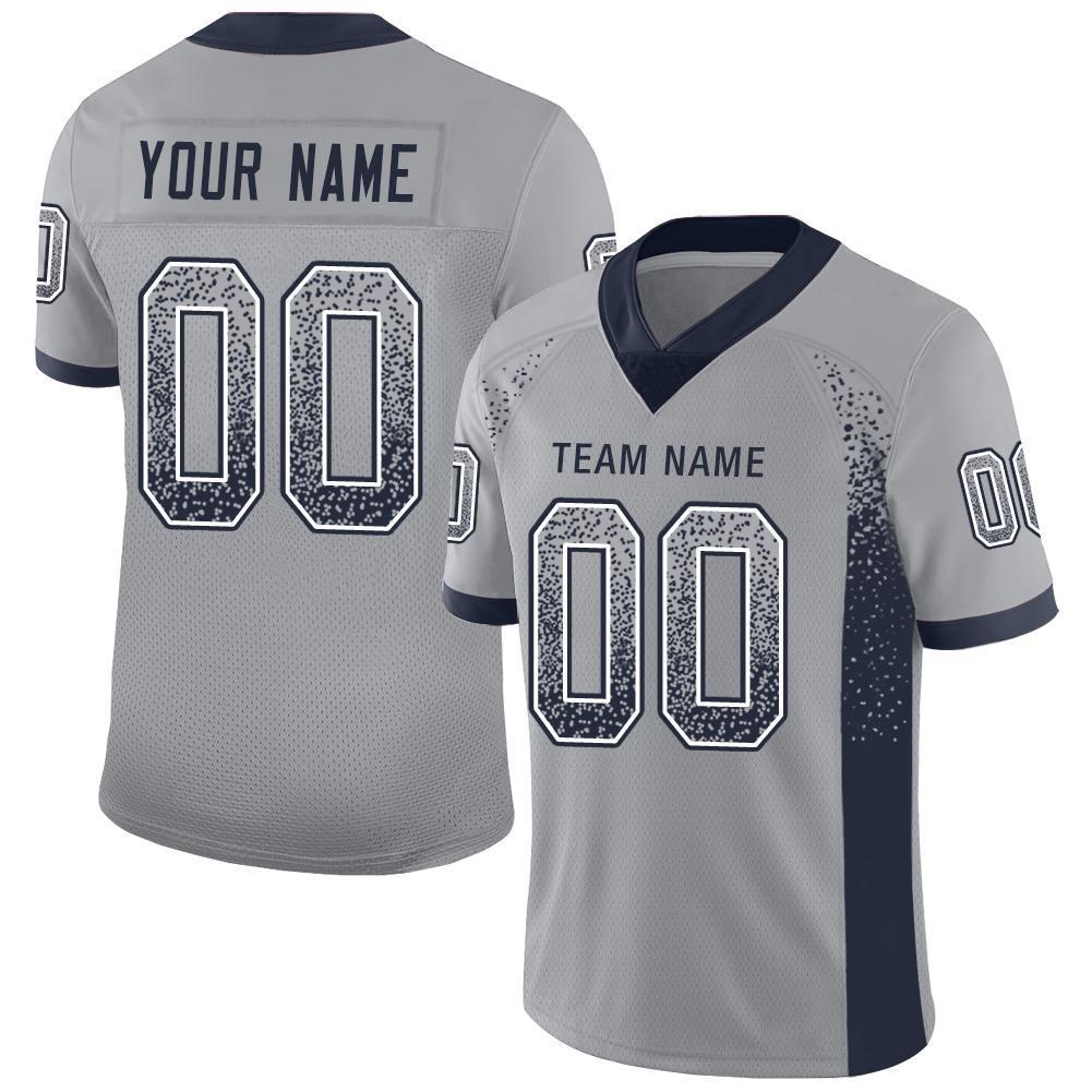 Custom Light Gray Navy-White Drift Fashion Football Jersey