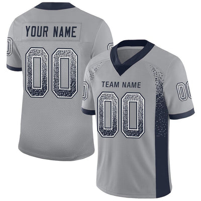 Custom Light Gray Navy-White Drift Fashion Football Jersey