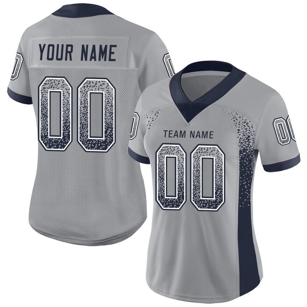 Custom Light Gray Navy-White Drift Fashion Football Jersey