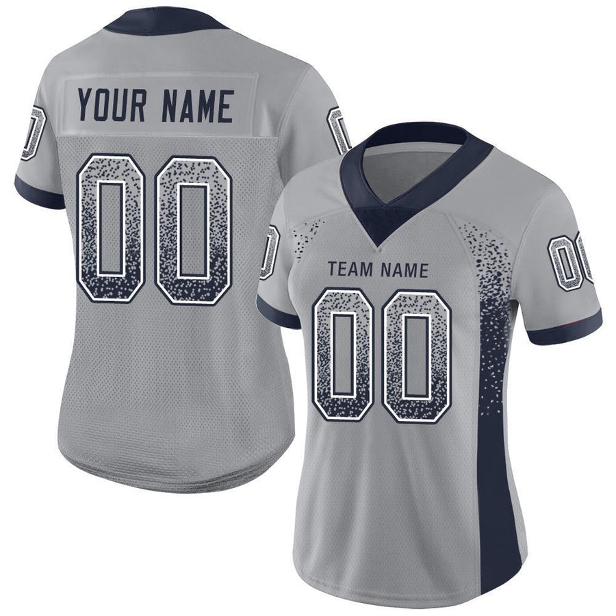 Custom Light Gray Navy-White Drift Fashion Football Jersey