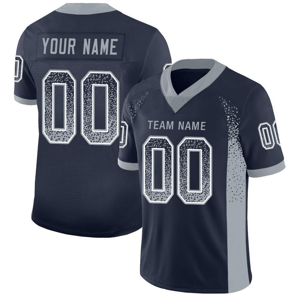 Custom Navy Light Gray-White Drift Fashion Football Jersey