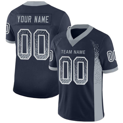 Custom Navy Light Gray-White Drift Fashion Football Jersey