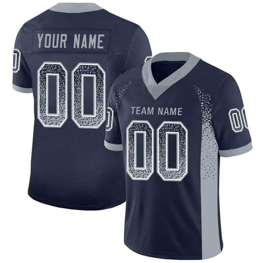 Custom Navy Light Gray-White Drift Fashion Football Jersey