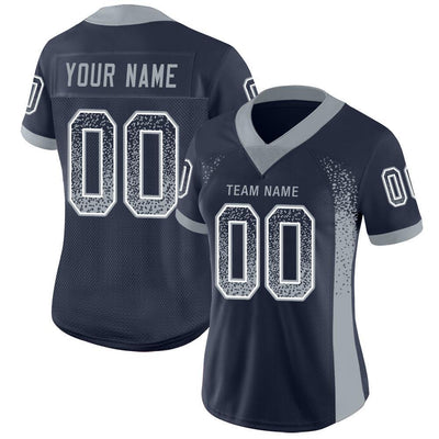 Custom Navy Light Gray-White Drift Fashion Football Jersey