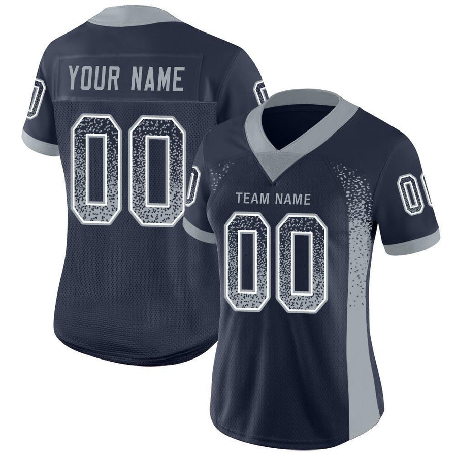 Custom Navy Light Gray-White Drift Fashion Football Jersey