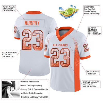 Custom White Orange-Navy Drift Fashion Football Jersey