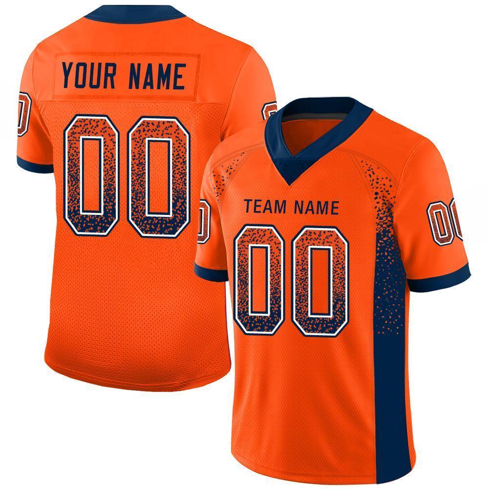 Custom Orange Navy-White Drift Fashion Football Jersey