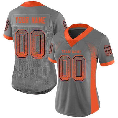 Custom Gray Orange-Navy Drift Fashion Football Jersey