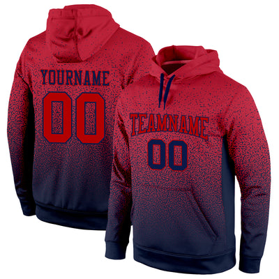 Custom Stitched Navy Red Fade Fashion Sports Pullover Sweatshirt Hoodie