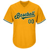 Custom Gold Green-White Authentic Throwback Rib-Knit Baseball Jersey Shirt
