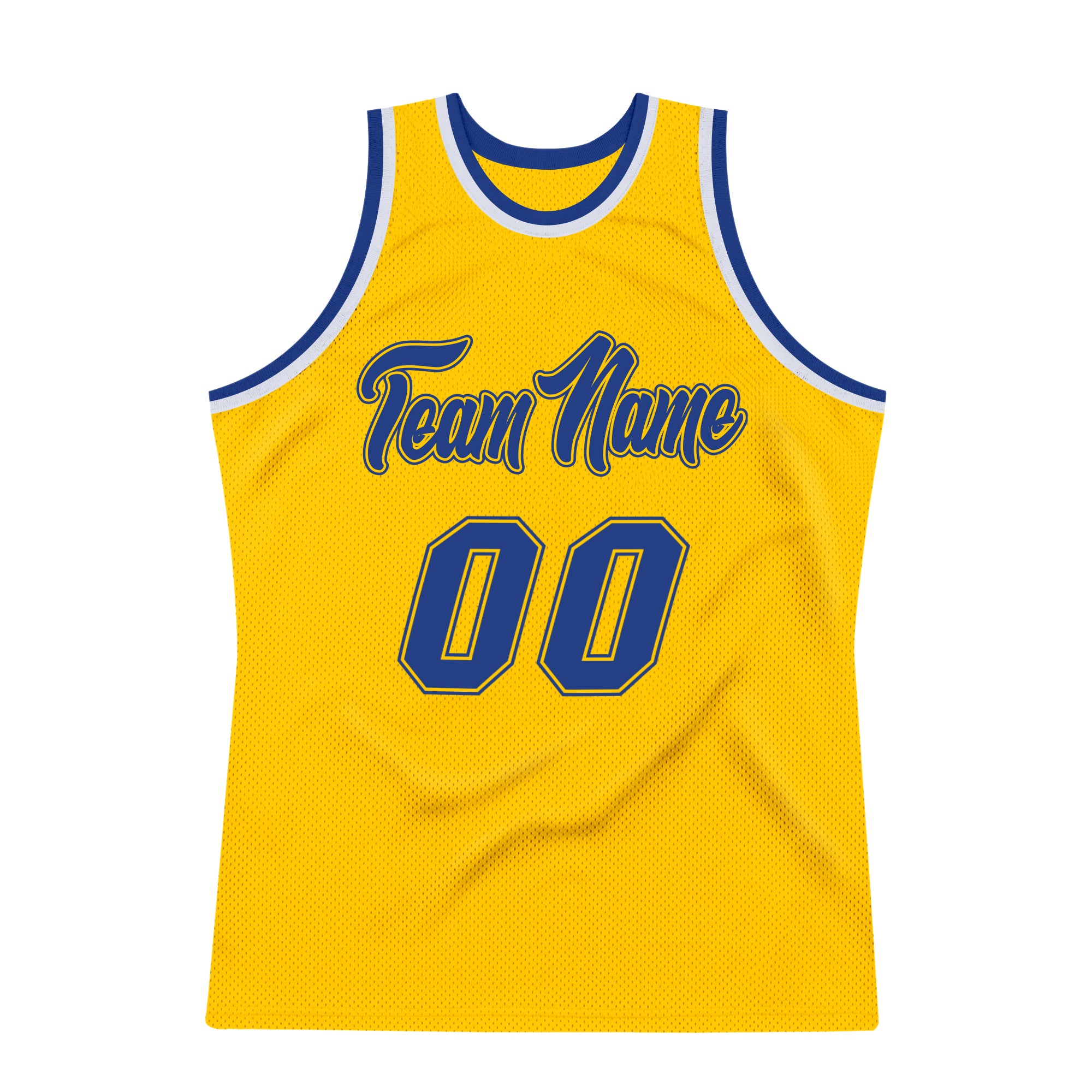 Custom Gold Royal-White Authentic Throwback Basketball Jersey