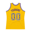Custom Gold Camo-Purple Authentic Throwback Basketball Jersey