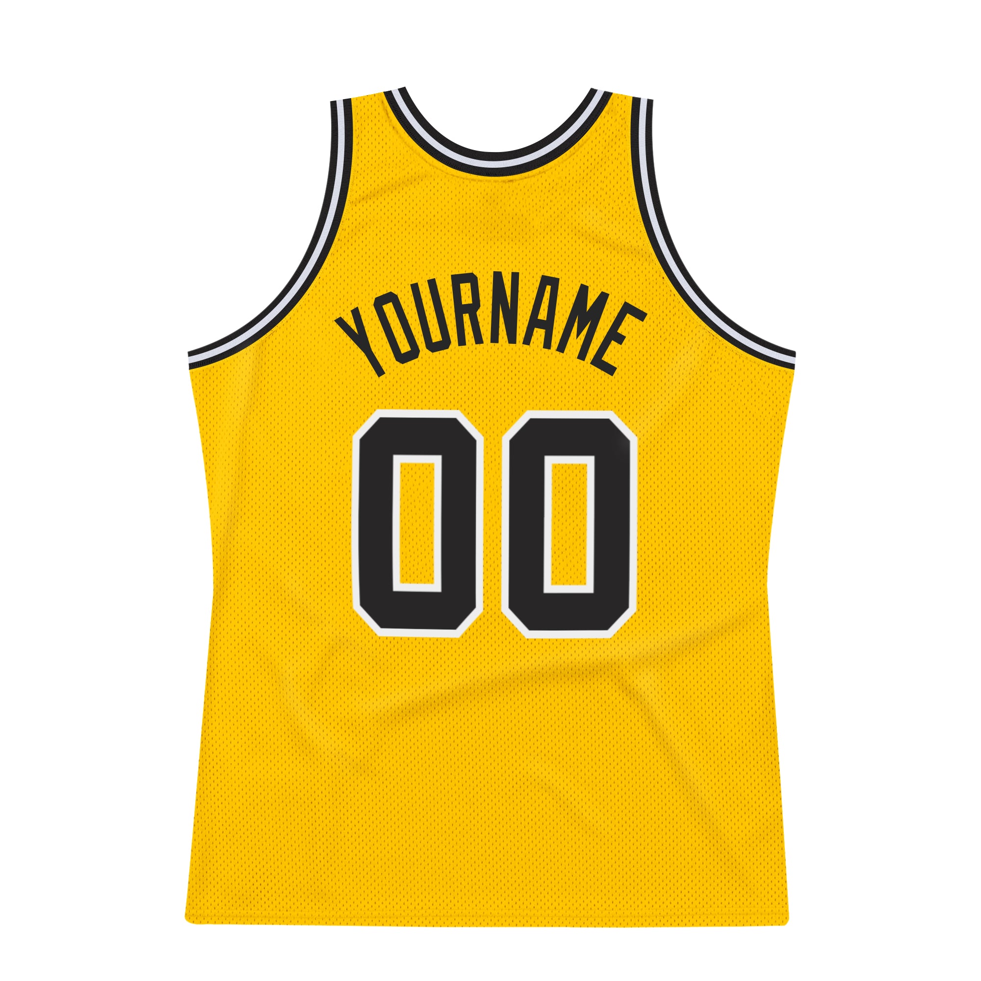 Custom Gold Black-White Authentic Throwback Basketball Jersey