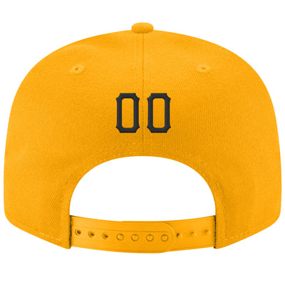 Custom Gold Black-White Stitched Adjustable Snapback Hat