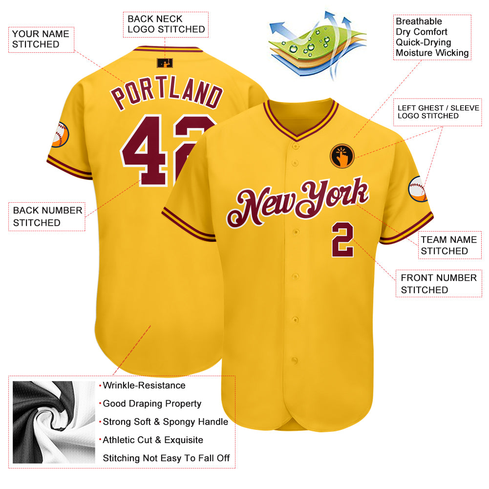 Custom Gold Navy-Light Blue Authentic Baseball Jersey