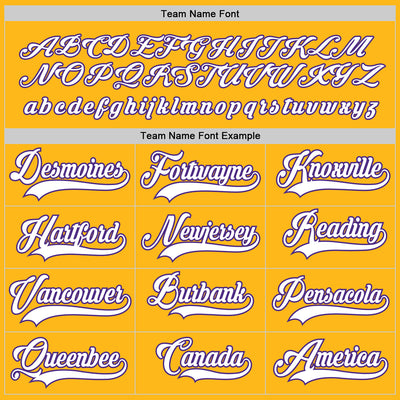 Custom Gold White-Purple Hockey Jersey