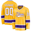 Custom Gold White-Purple Hockey Jersey
