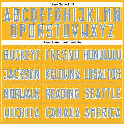 Custom Gold Light Blue-White Authentic Baseball Jersey