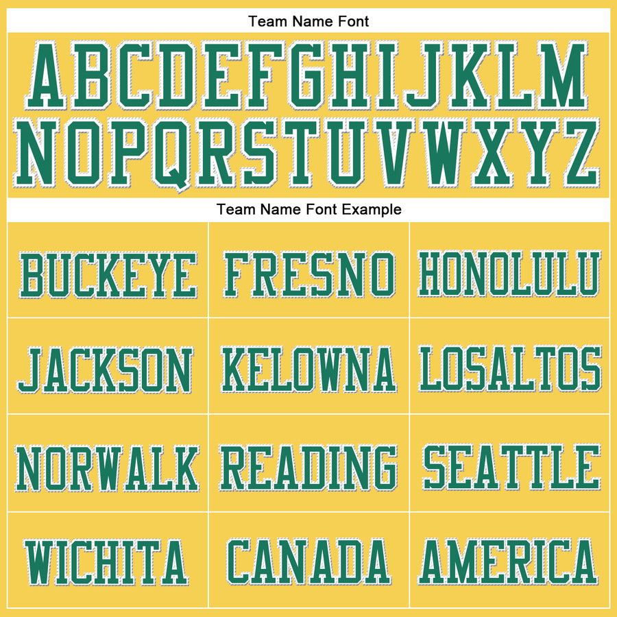 Custom Gold Kelly Green-White Stitched Cuffed Knit Hat