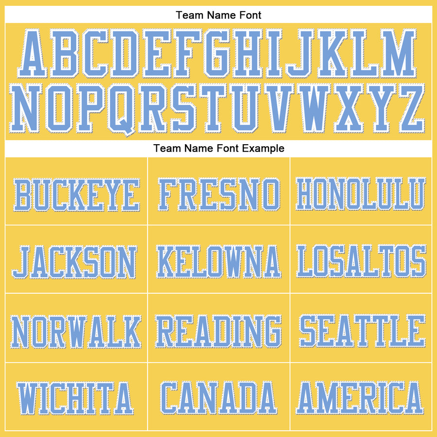 Custom Gold Light Blue-White Stitched Cuffed Knit Hat