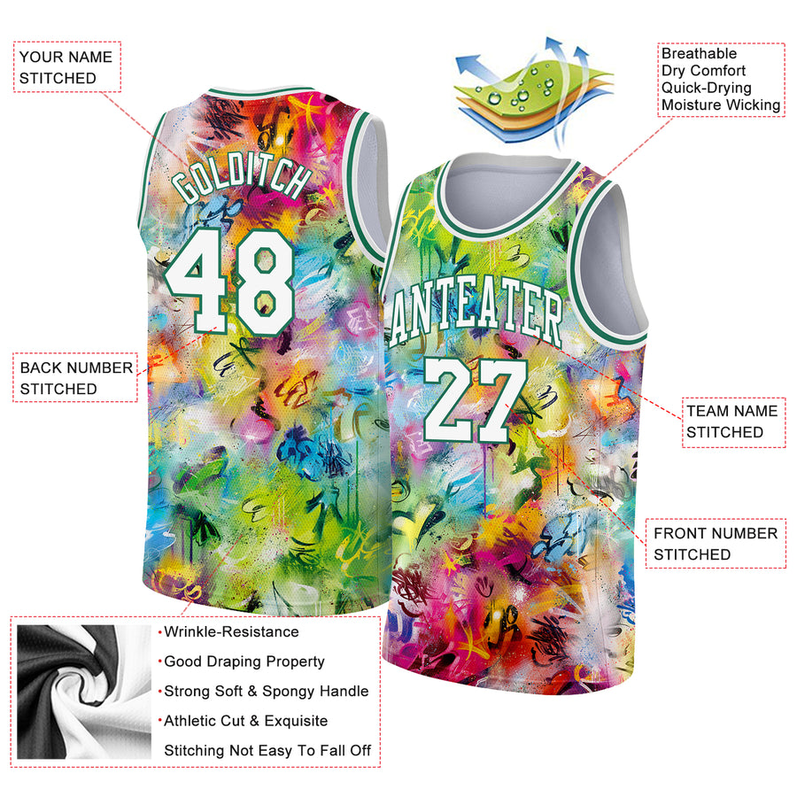 Custom Basketball Suit Jerseys Shirts Designed Diamond Sports Tank Top  Tagged Graffiti Pattern - FansIdea