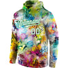 Custom Stitched Graffiti Pattern White-Kelly Green 3D Sports Pullover Sweatshirt Hoodie