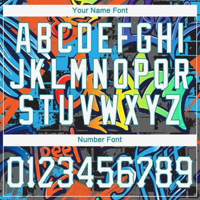 Custom Graffiti Pattern White-Aqua 3D Performance T-Shirt