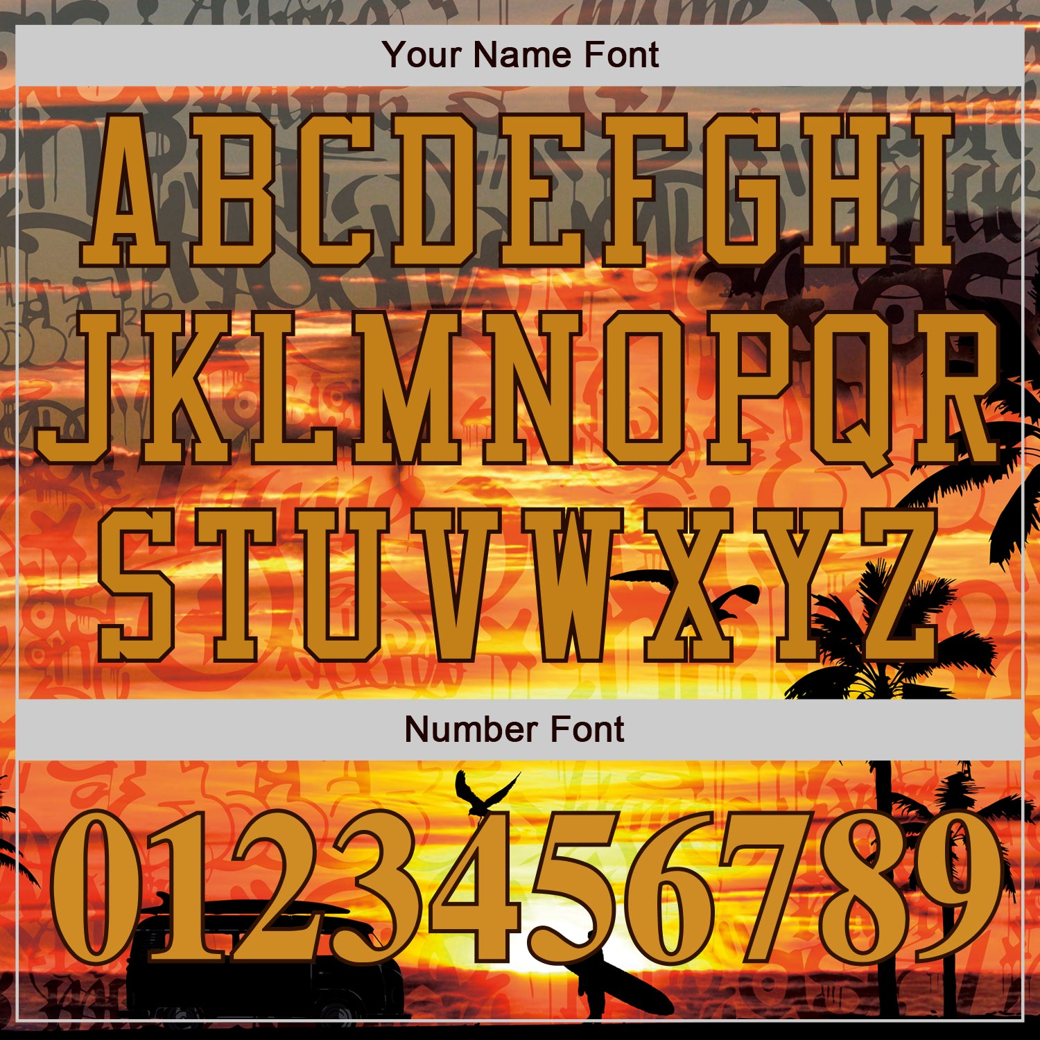 Custom Graffiti Pattern Gold-Brown 3D Beach Authentic Baseball Jersey