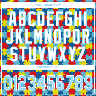 Custom Autism Awareness Puzzle Pieces Light Blue-White 3D Performance T-Shirt