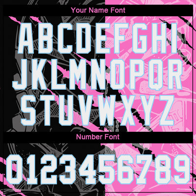 Custom Graffiti Pattern White-Light Blue 3D Authentic Baseball Jersey