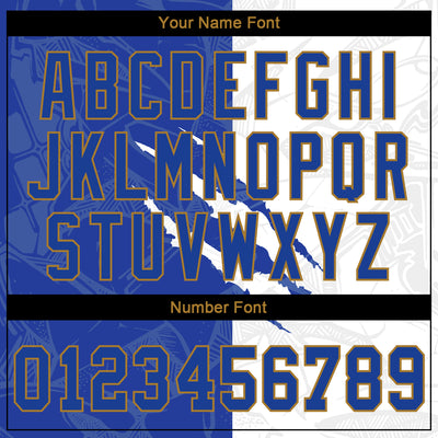 Custom Graffiti Pattern Royal-Old Gold 3D Authentic Baseball Jersey