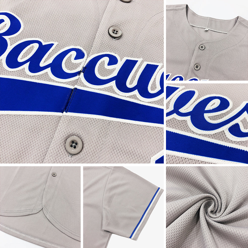 Custom Gray Red-White Authentic Baseball Jersey