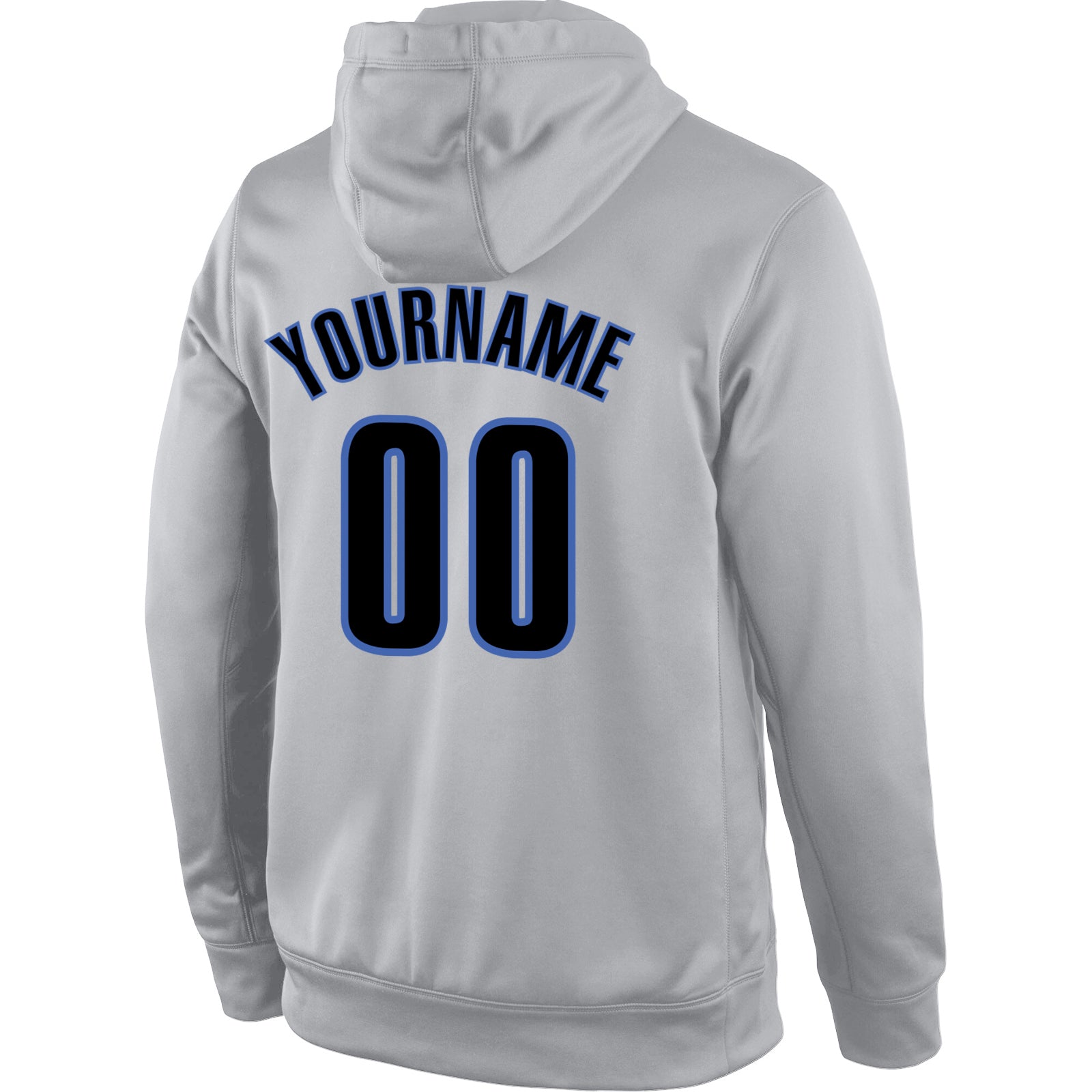Custom Stitched Gray Black-Blue Sports Pullover Sweatshirt Hoodie