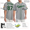 Custom Gray Green-Black Authentic Baseball Jersey