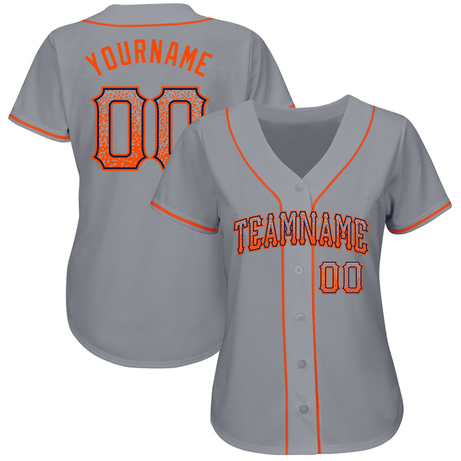 Custom Gray Orange-Navy Authentic Drift Fashion Baseball Jersey