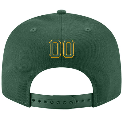 Custom Green Green-Gold Stitched Adjustable Snapback Hat