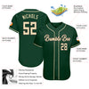 Custom Green Cream-Black Authentic Baseball Jersey