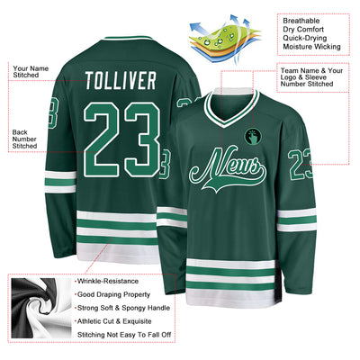 Custom Green Kelly Green-White Hockey Jersey
