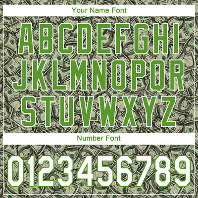Custom Green White-Neon Green 3D Pattern Design Dollar Authentic Baseball Jersey