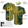 Custom Green Gold-Black 3D Pattern Design Leopards And Tropical Palm Leaves Authentic Baseball Jersey