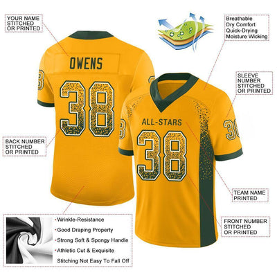 Custom Gold Green-White Drift Fashion Football Jersey