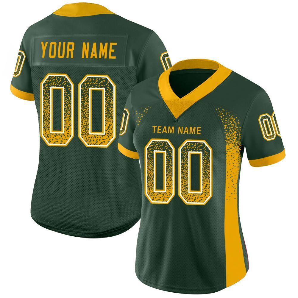 Custom Green Gold-White Drift Fashion Football Jersey