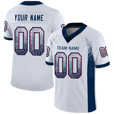 Custom White Navy-Red Drift Fashion Football Jersey