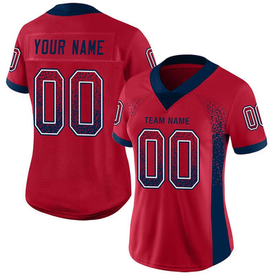 Custom Red Navy-White Drift Fashion Football Jersey