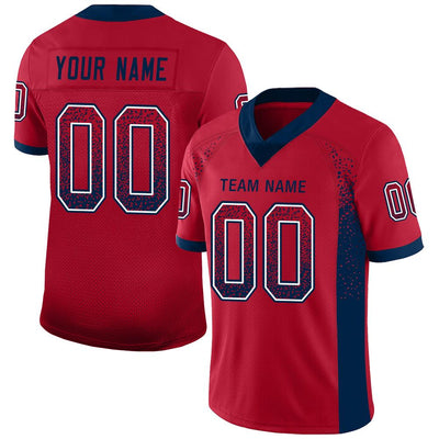 Custom Red Navy-White Drift Fashion Football Jersey