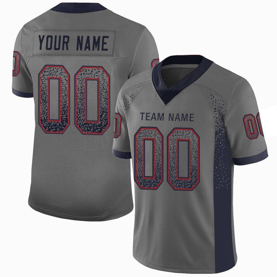Custom Gray Navy-Red Drift Fashion Football Jersey