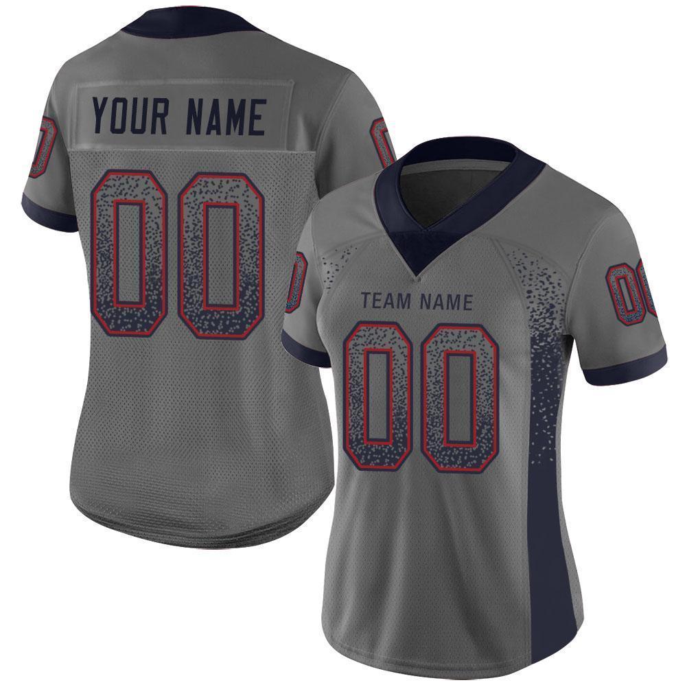 Custom Gray Navy-Red Drift Fashion Football Jersey
