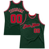 Custom Hunter Green Red-Black Authentic Throwback Basketball Jersey